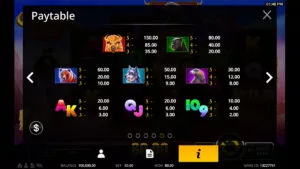 Stacking Bison Paytable