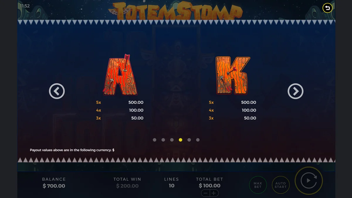 Totem Stomp Paytable 2