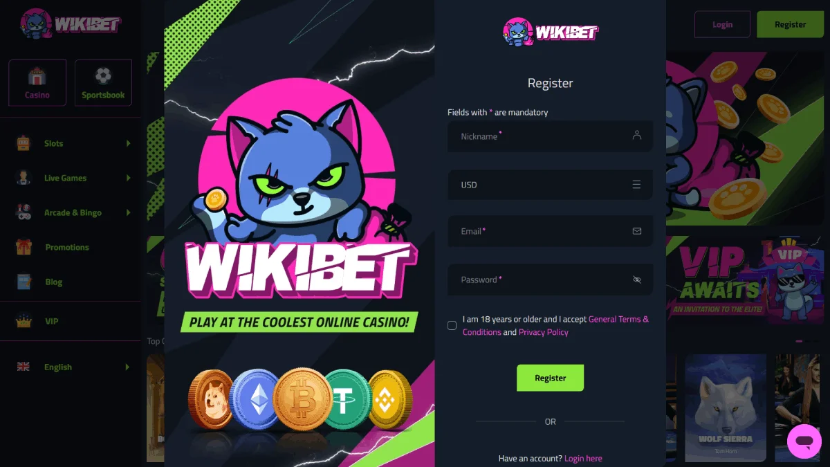 Wikibet Register Page