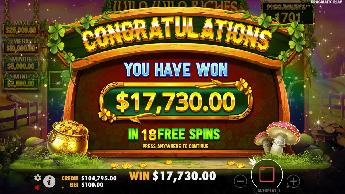 Wild Wild Riches Megaways Free Spins Win