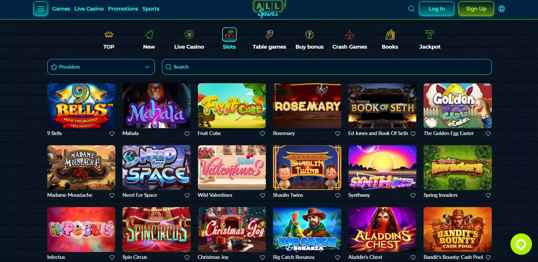 Allspins Casino Slots Section