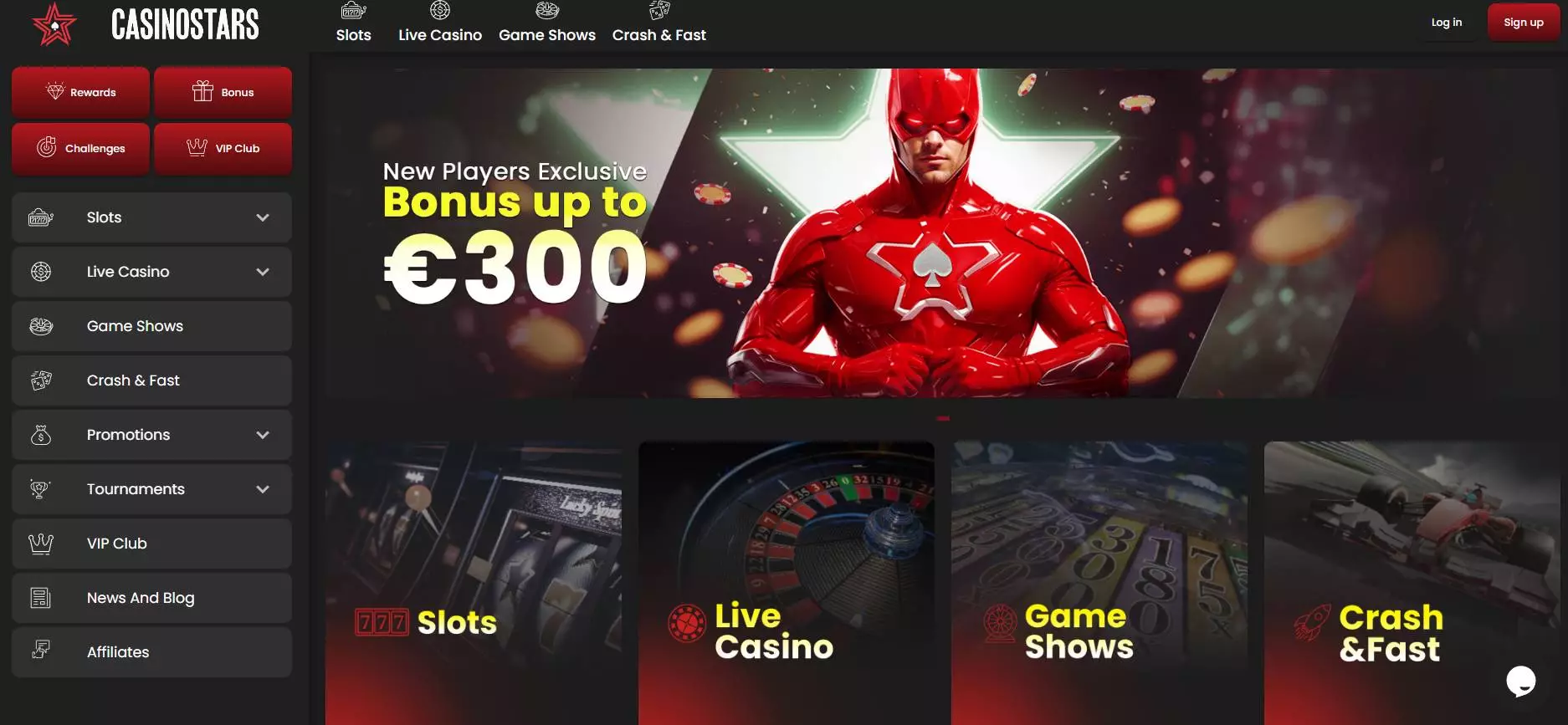 Casinostars Casino Home Screen
