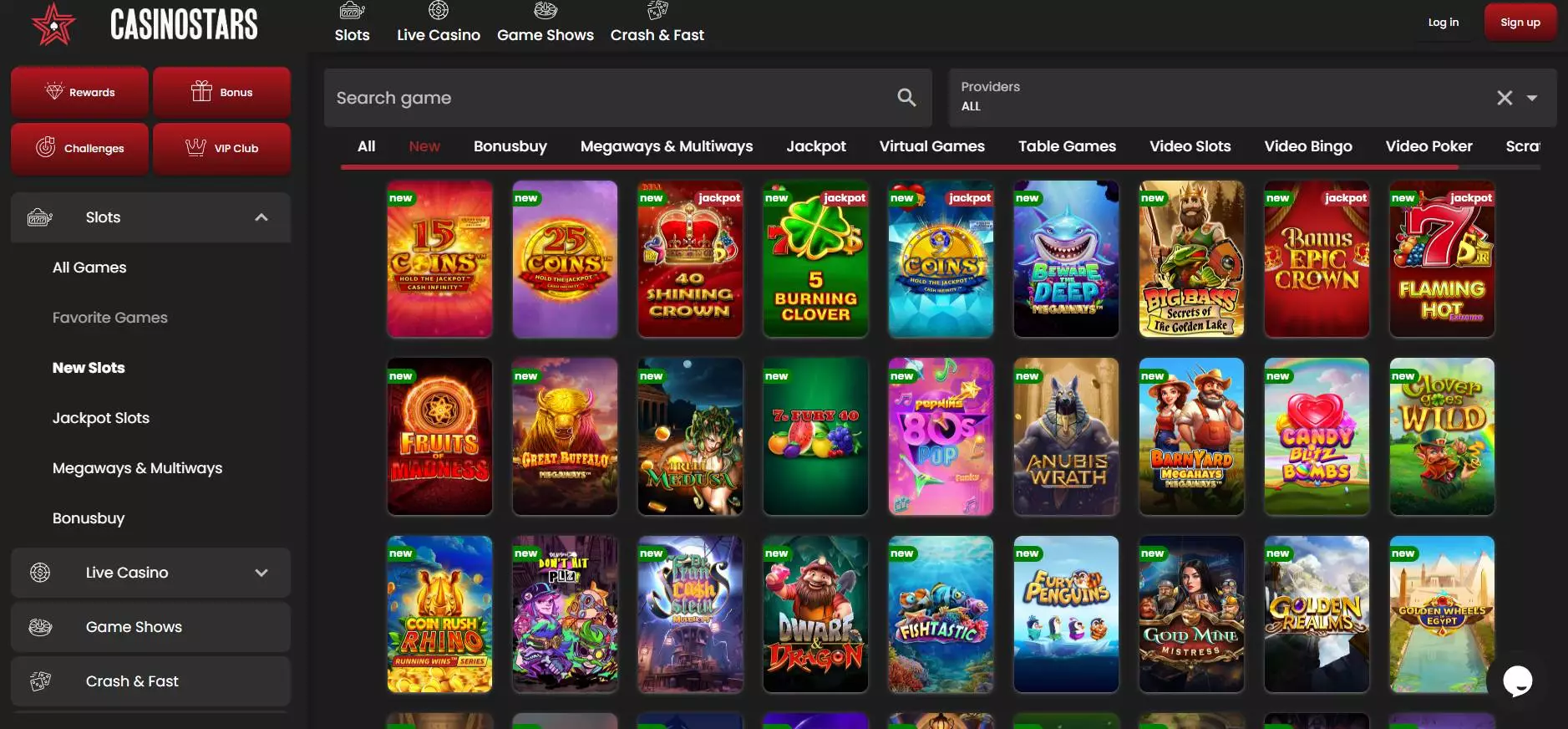 Casinostars Casino Slots Section
