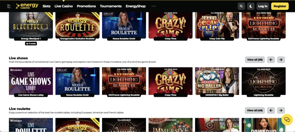 Energy Casino Live