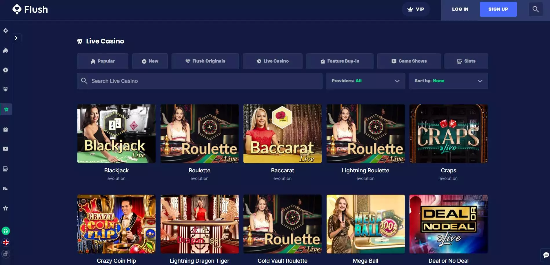 Flush Casino Live Casino