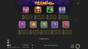 Gemhalla Paytable