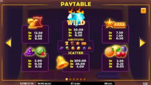 Inferno Diamonds 100 Paytable