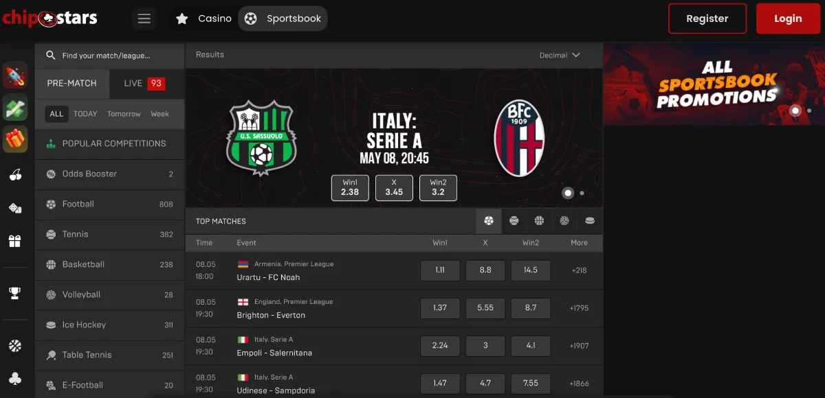 ChipStars Casino Sportsbook