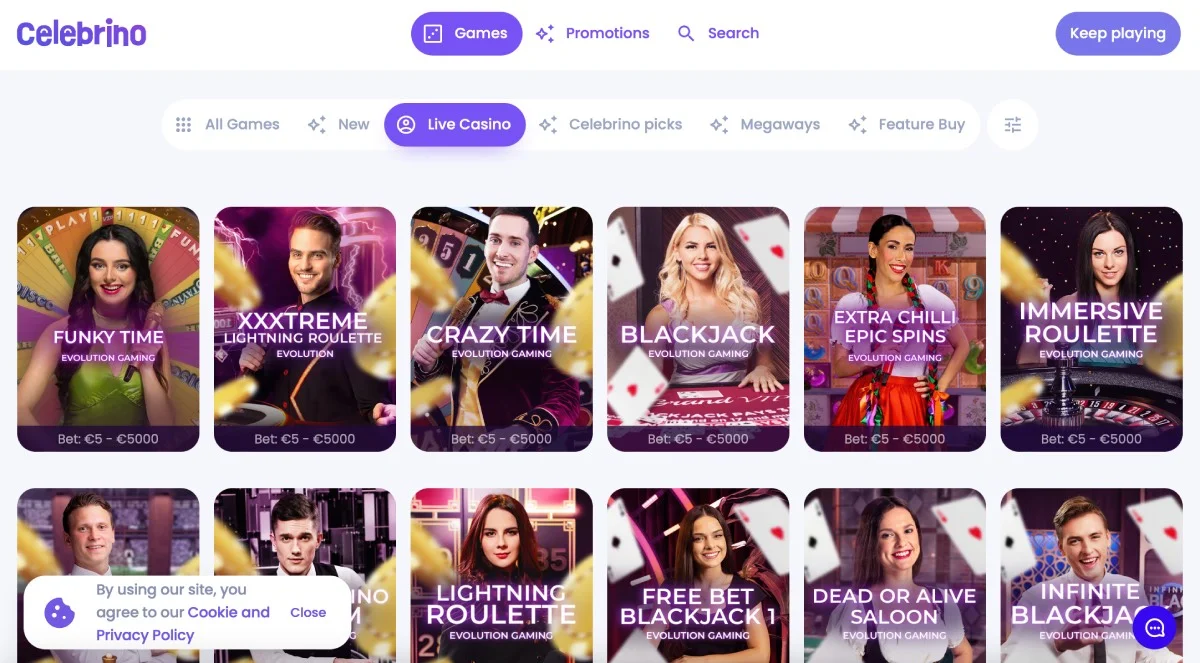 Celebrino Casino Live Games