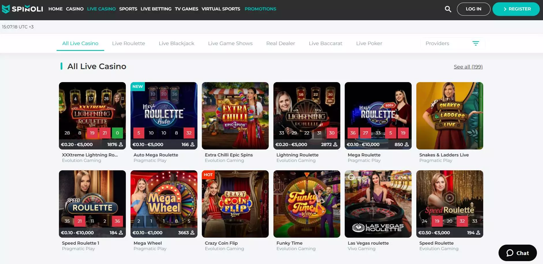 Spinoli Casino Live Casino