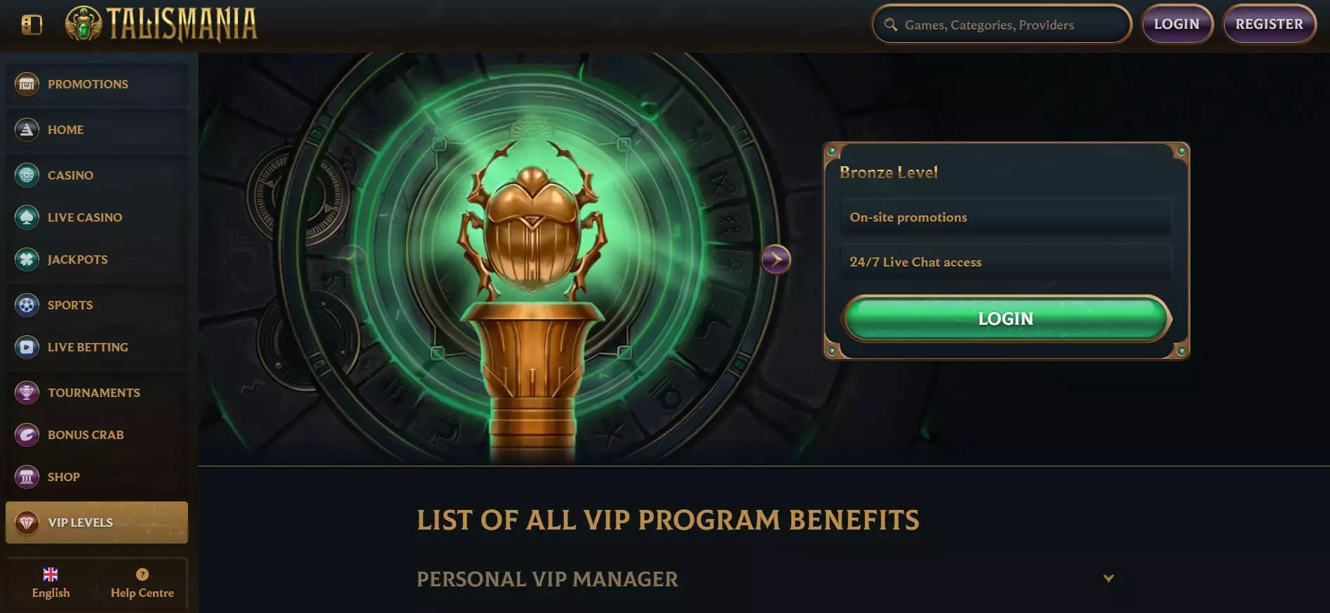 Talismania Casino VIP Program