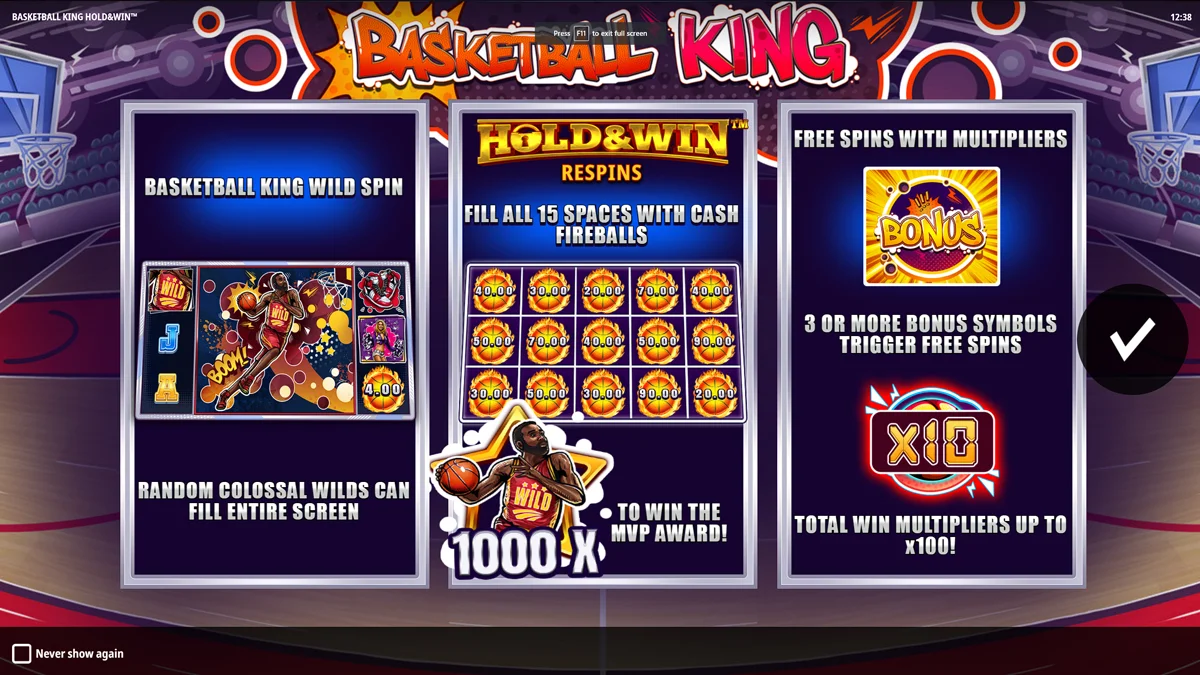 Basketball King Hold and Win features