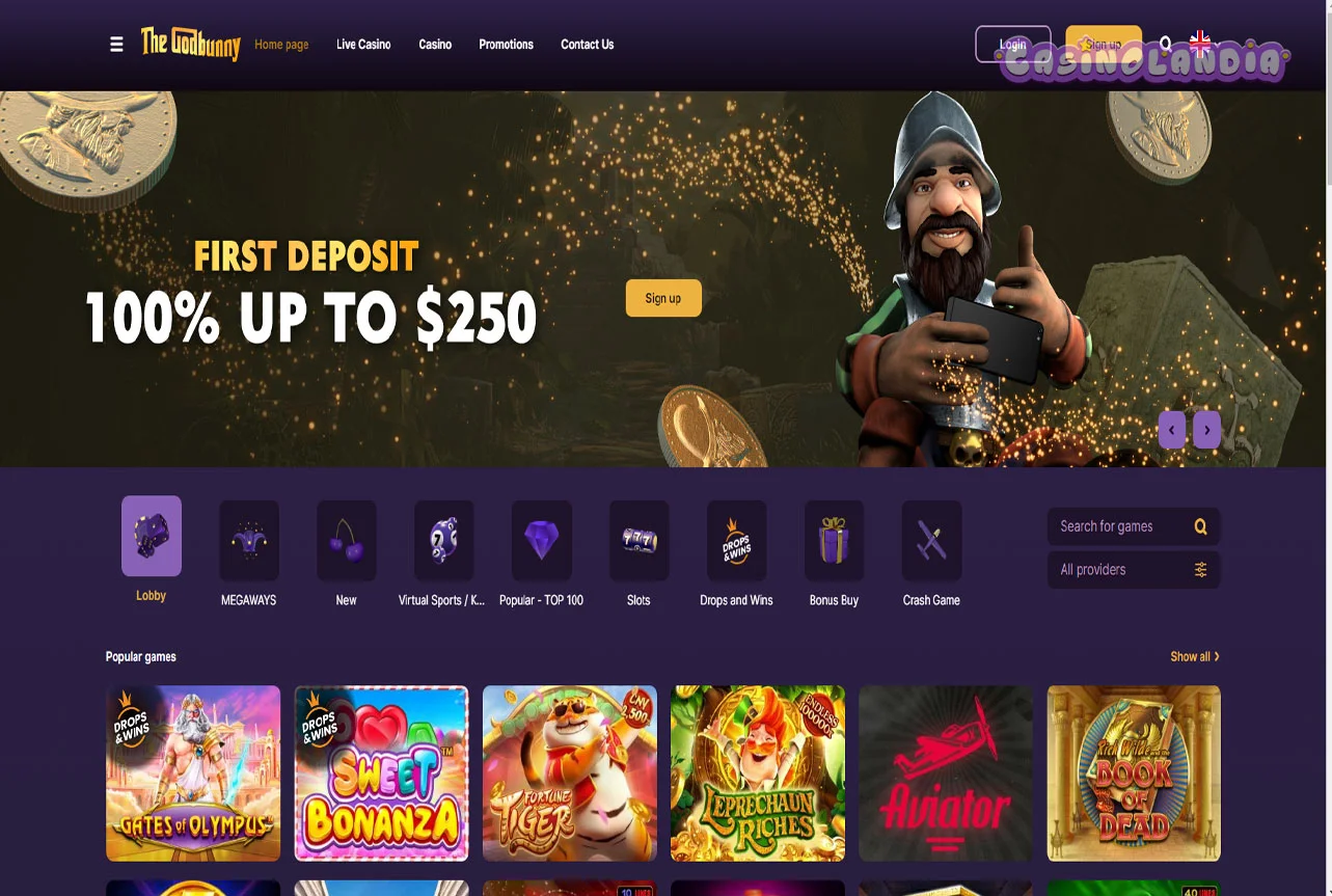 Bunny Casino Desktop View