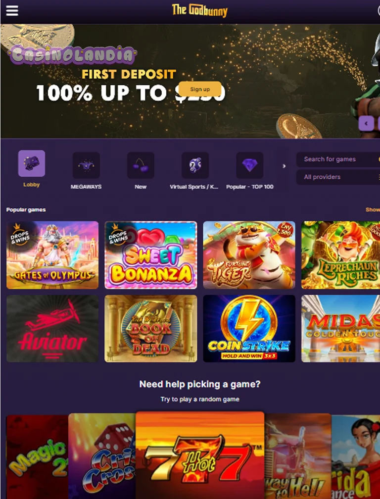 Bunny Casino Tablet View Portrait