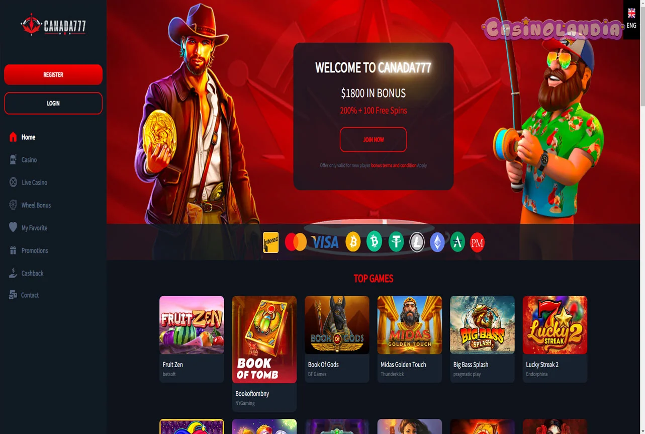 Canada Casino Desktop View