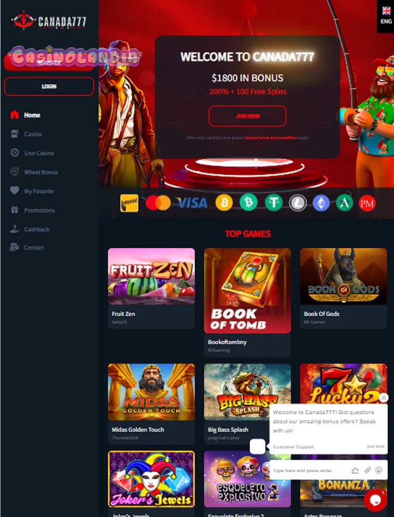 Canada Casino Tablet View Portrait