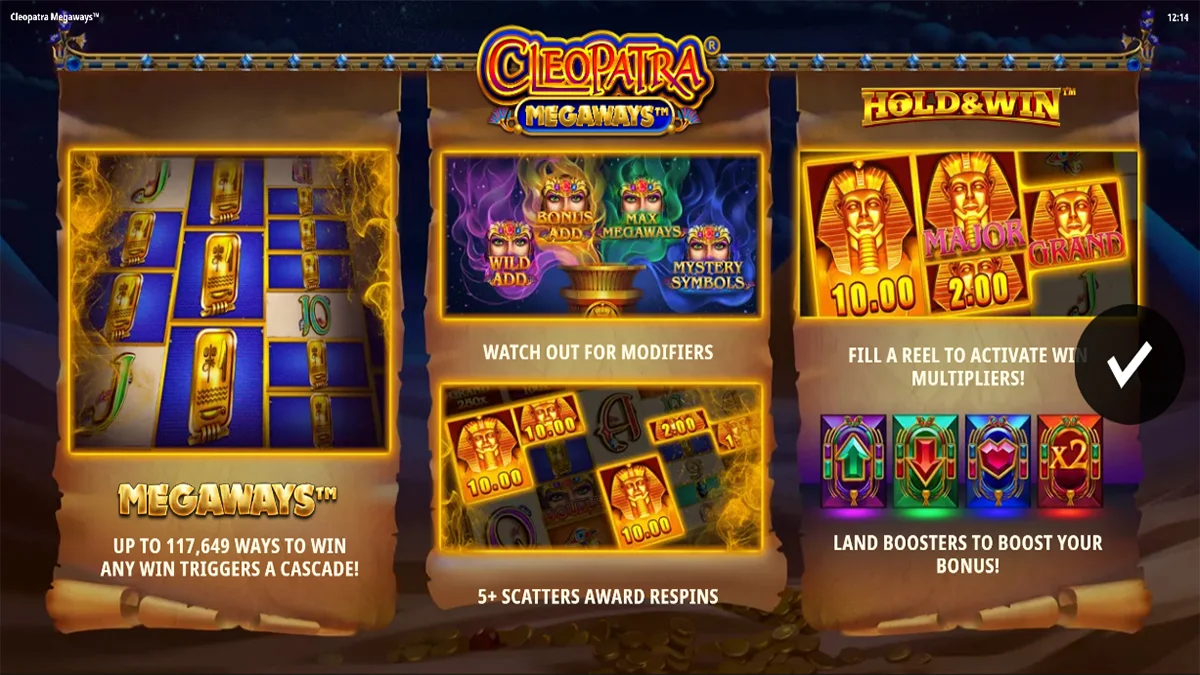Cleopatra Megaways Homescreen