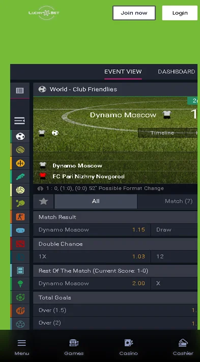 Mobile View LuckyBet casino