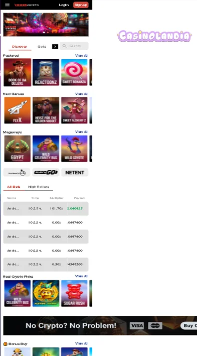 Mobile View ReelCrypto casino