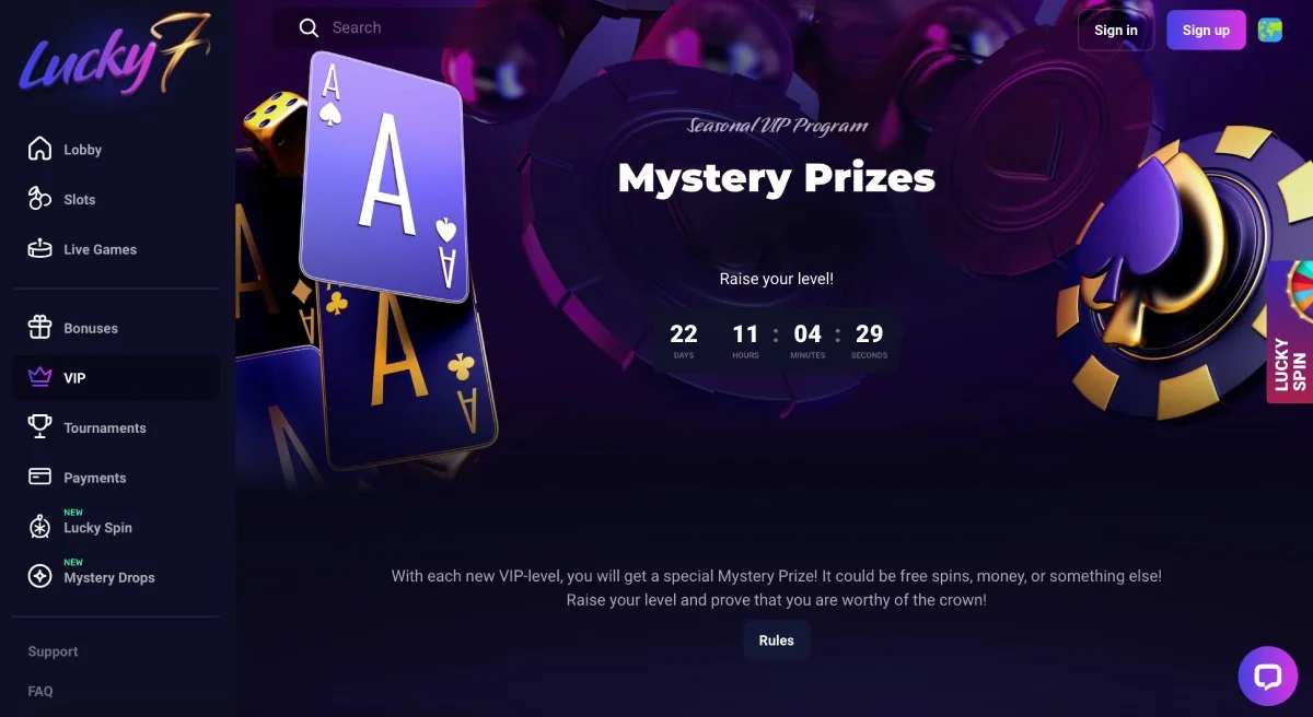Lucky7even Casino VIP Club