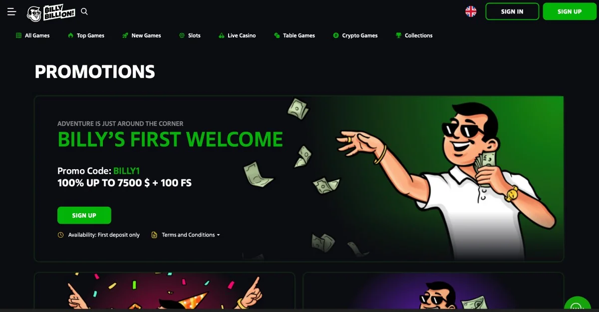 Billy Billion Casino Bonus Program