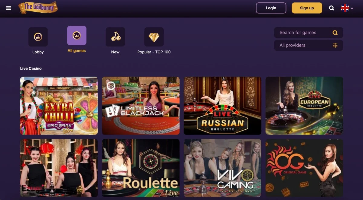 GodBunny Casino Live Games