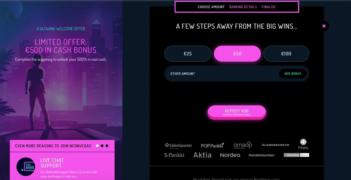 NeonVegas Casino Registration