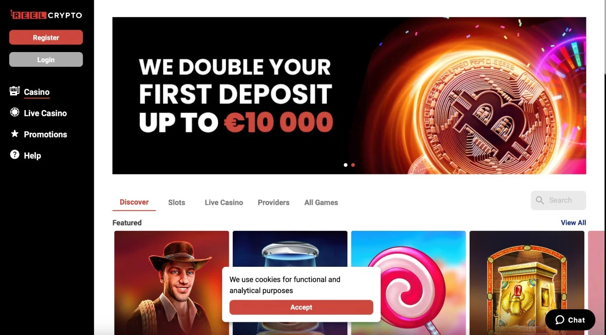 ReelCrypto Casino Homepage