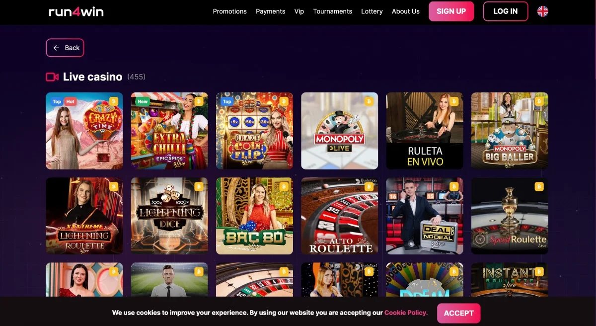 Run4Win Casino Live Game Collection