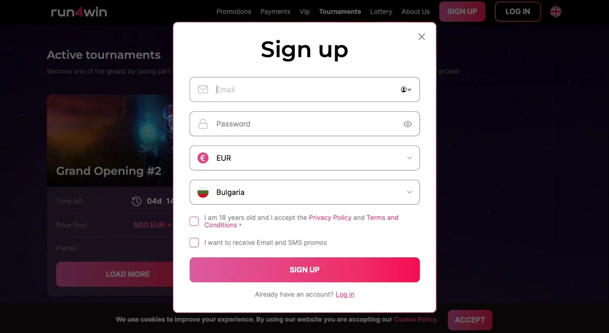Run4Win Casino Registration