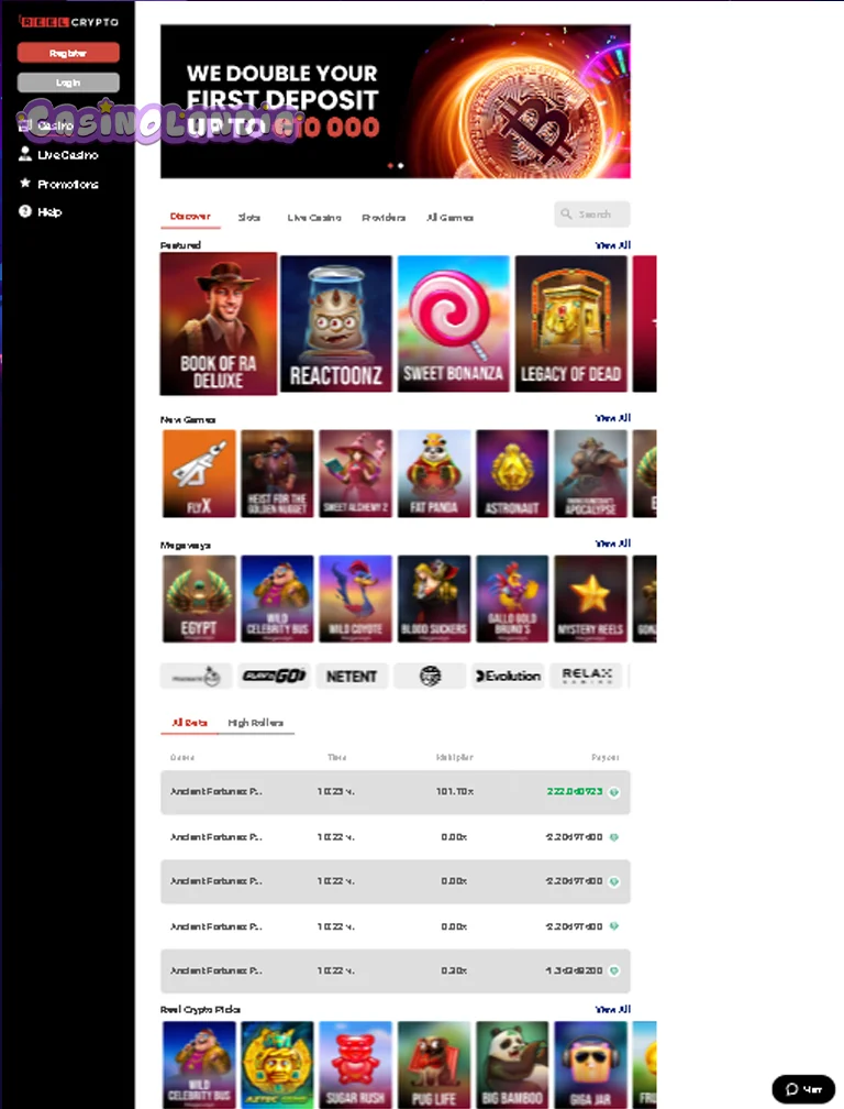 Tablet View V ReelCrypto casino