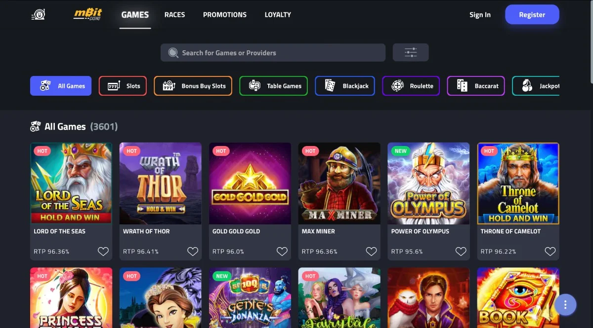mBit Casino Game Collection