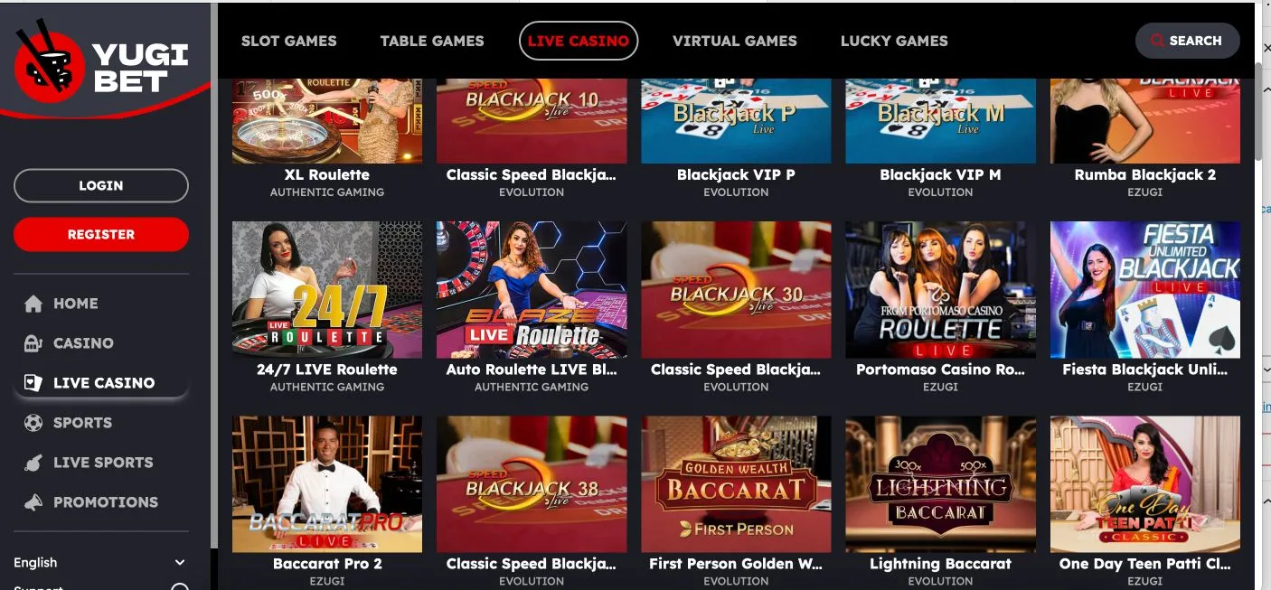YugiBet Casino Live