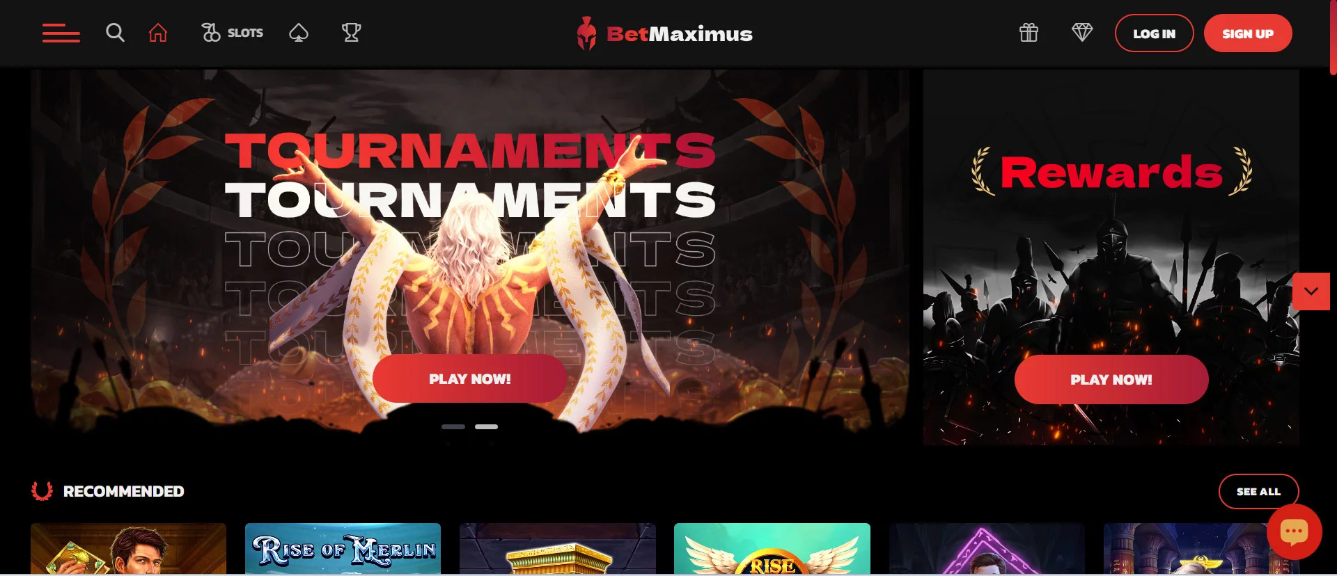 BetMaximus Casino Home Screen