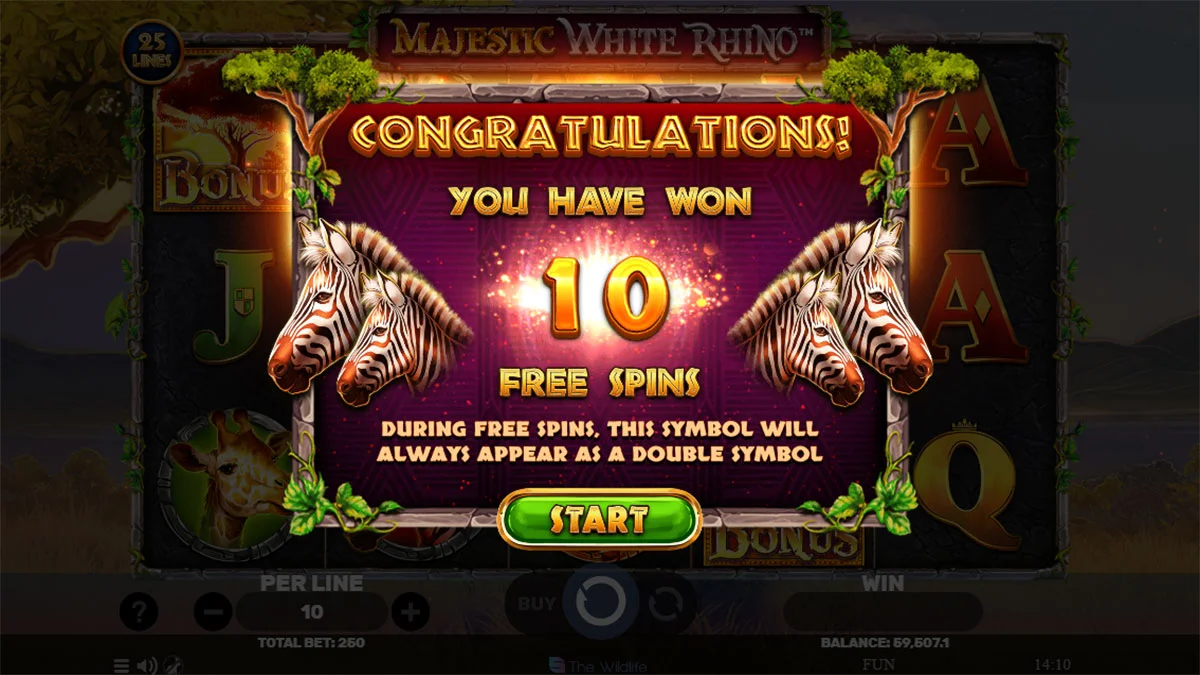 Majestic White Rhino Free Spins