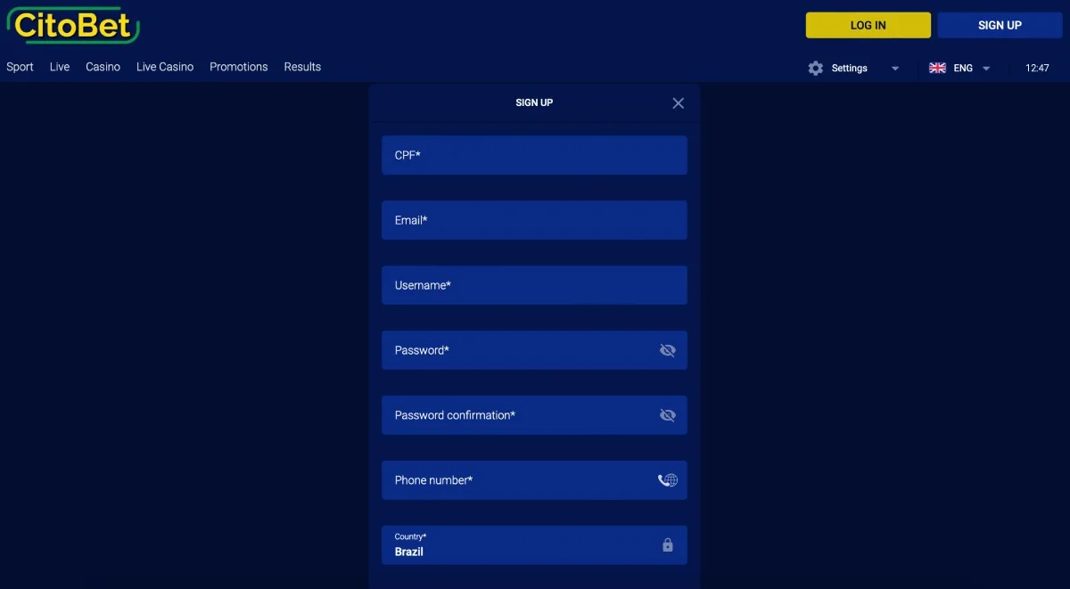 Citobet Casino Registration