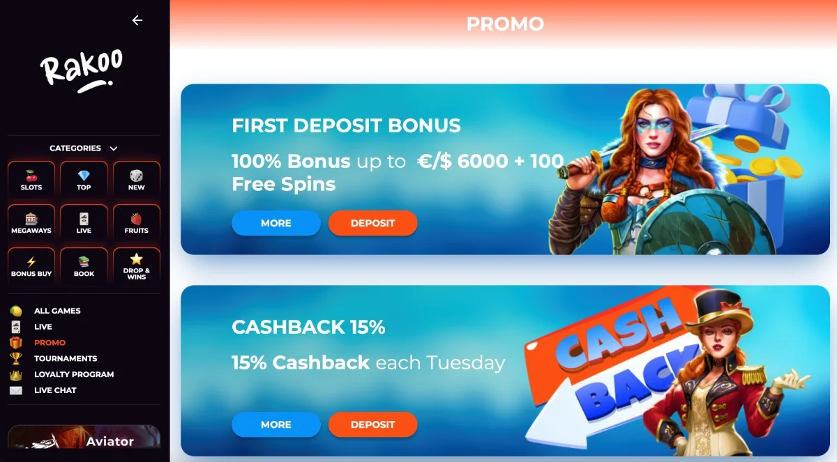 Rakoo Casino Bonuses