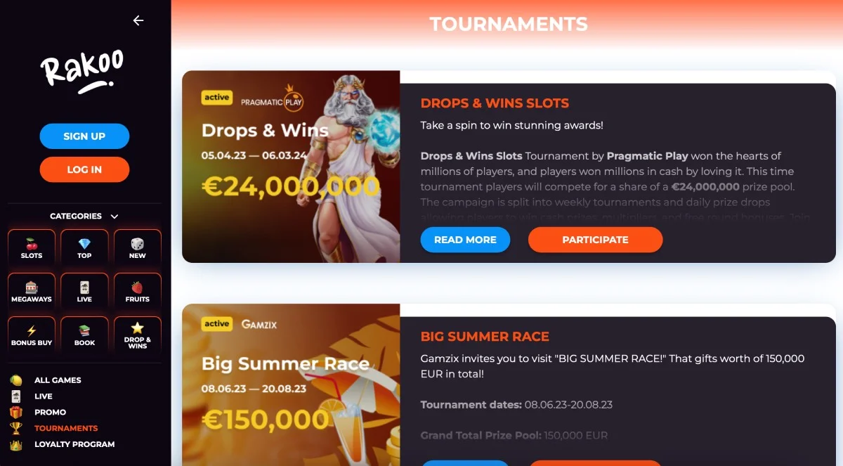 Rakoo Casino Tournaments