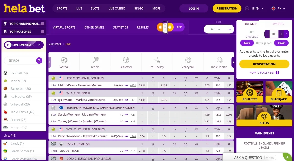 Helabet Casino Live Sports betting