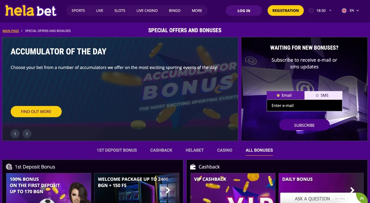 Helabet Casino Bonuses