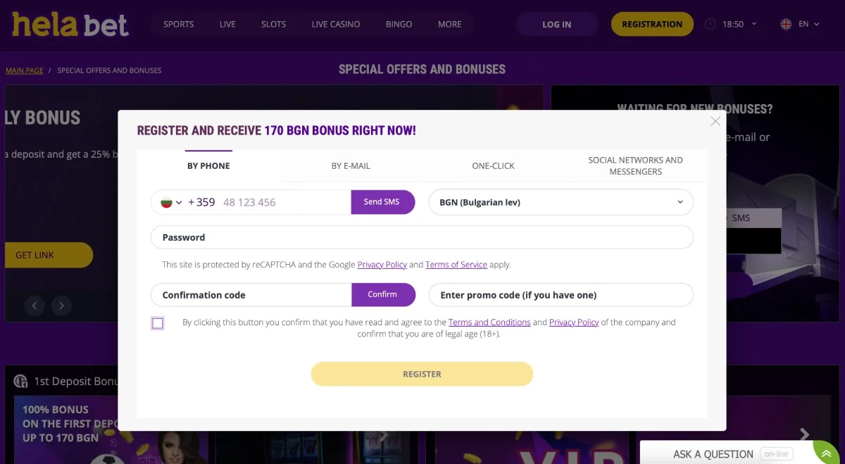 Helabet Casino Registration