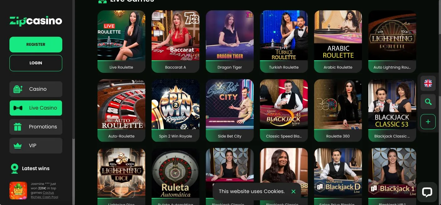 ZipCasino Live Games