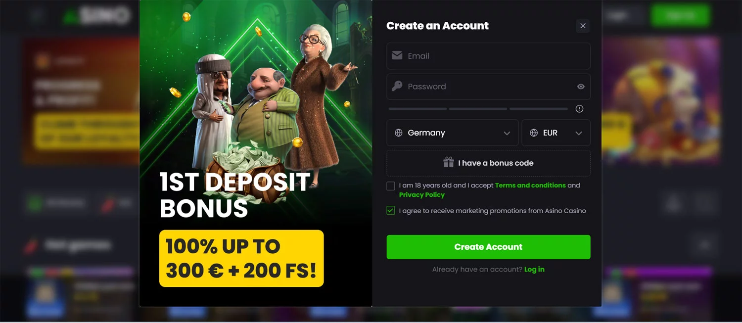 Asino Casino Registration