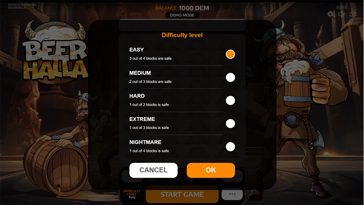 Beerhalla Difficulty Level