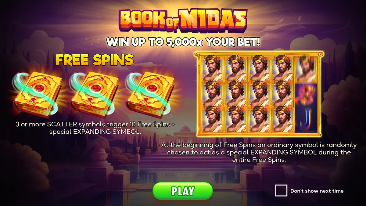 Book of Midas Homescreen