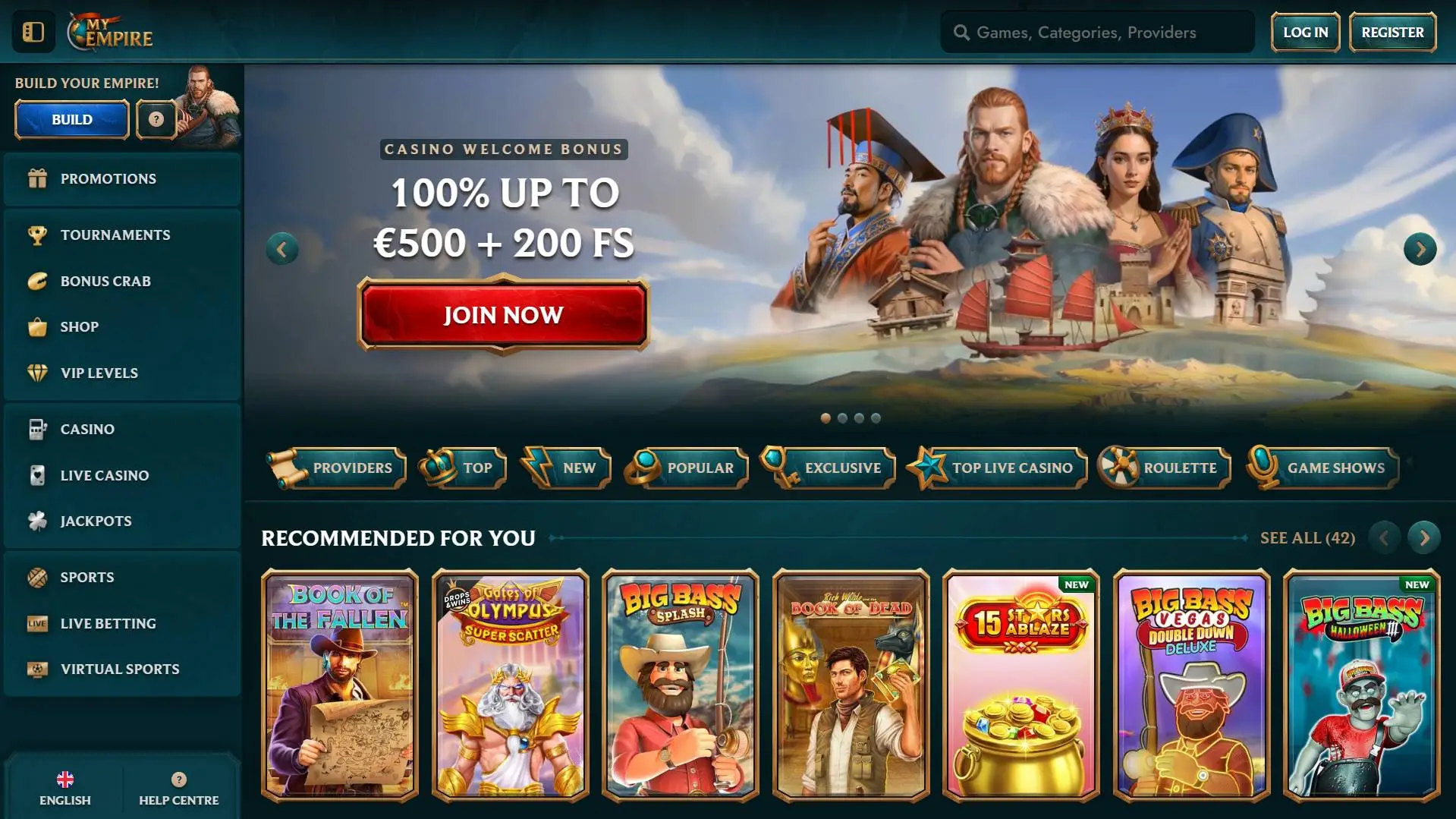 MyEmpire Casino New Homepage
