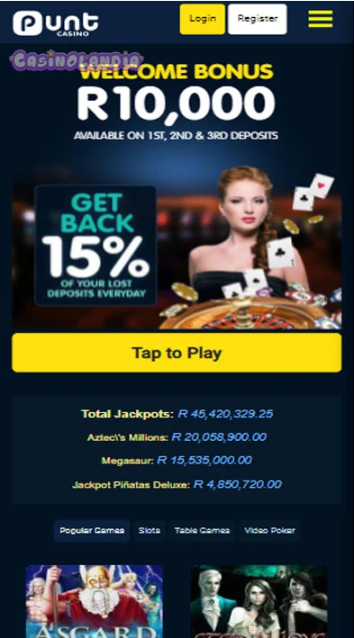 Punt Casino Mobile View