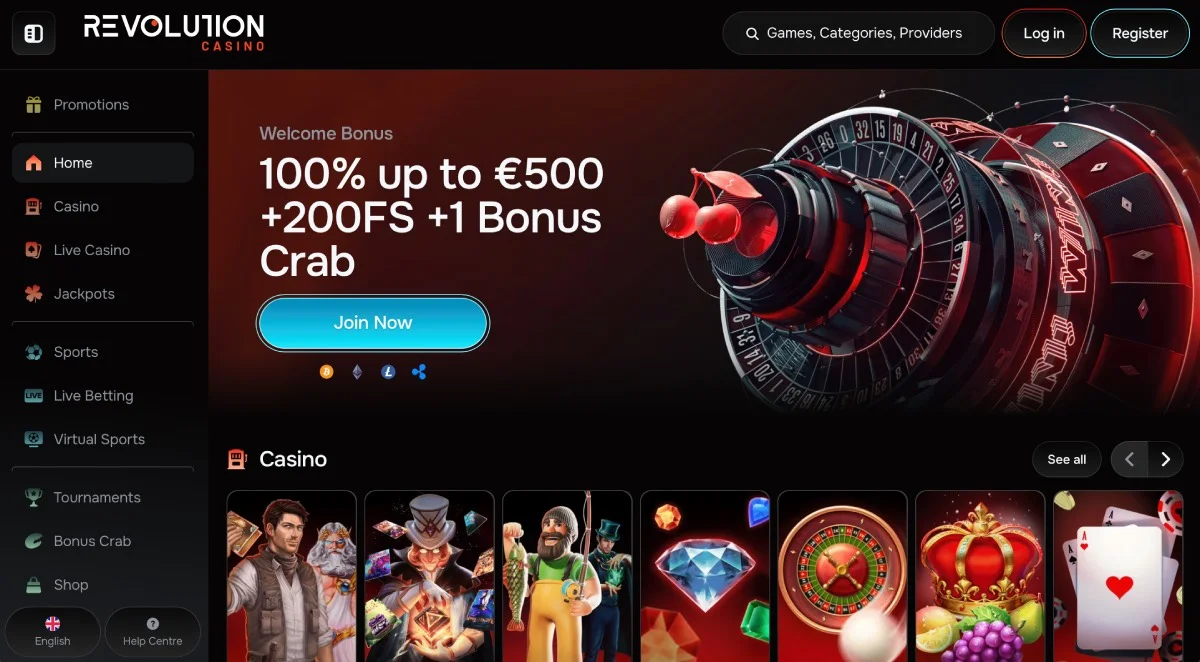 Revolution Casino Homepage