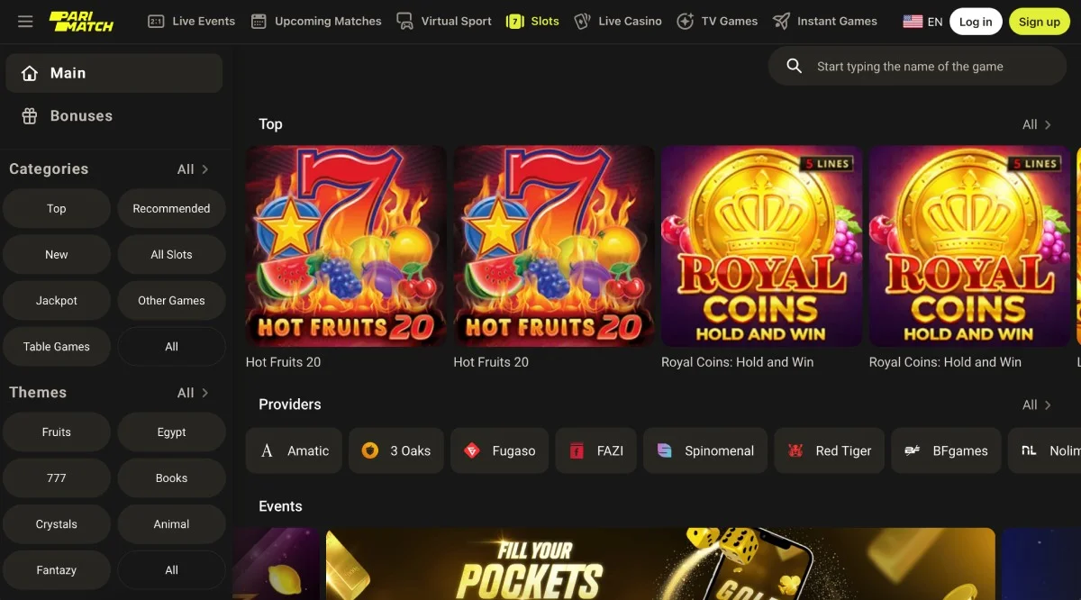 Parimatch Casino Game Collection