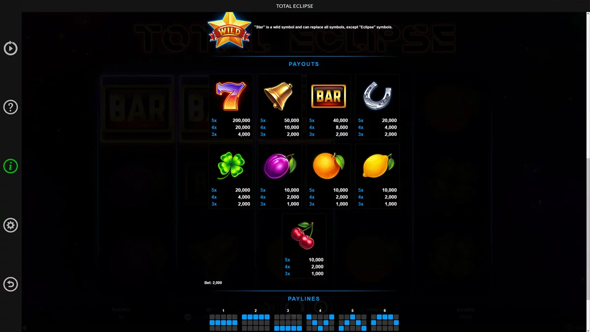 Total Eclipse Paytable 2